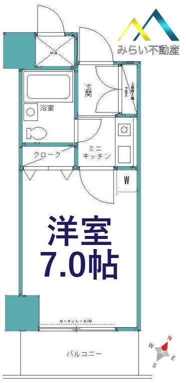 コシノパークサイドビル(1K/5階)の間取り写真