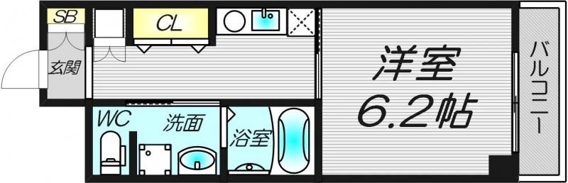 十三本町ウインズマンションII(1K/2階)の間取り写真