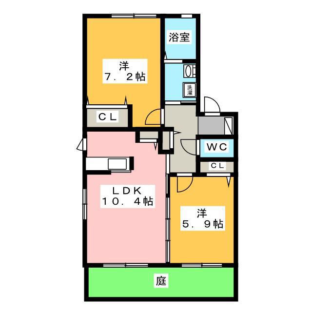 ひまわりI(2LDK/1階)の間取り写真