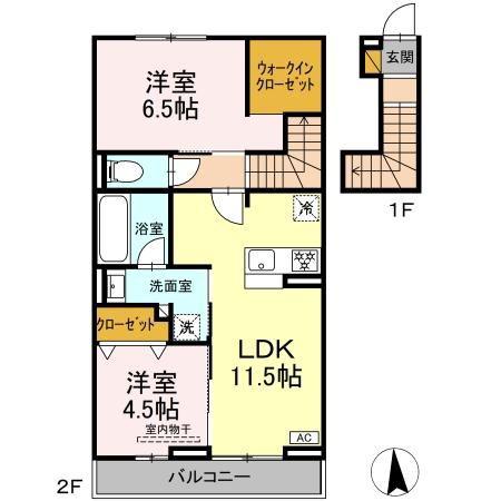 リッシュセゾン O(2LDK/2階)の間取り写真