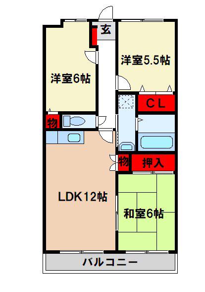 グランシール美鈴(3LDK/1階)の間取り写真