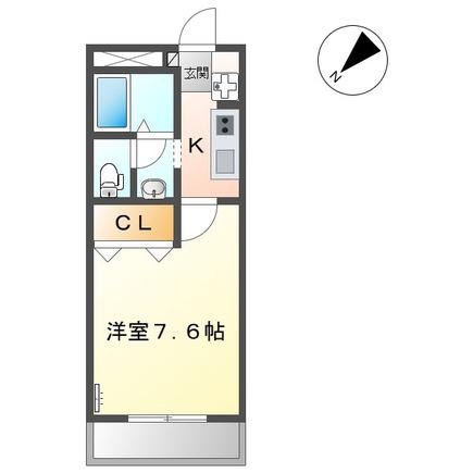 コーポ廻間(1K/2階)の間取り写真
