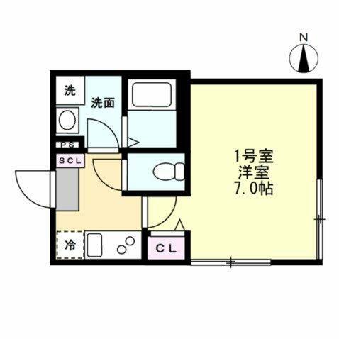ベイルームハイム大和中央A(1K/3階)の間取り写真