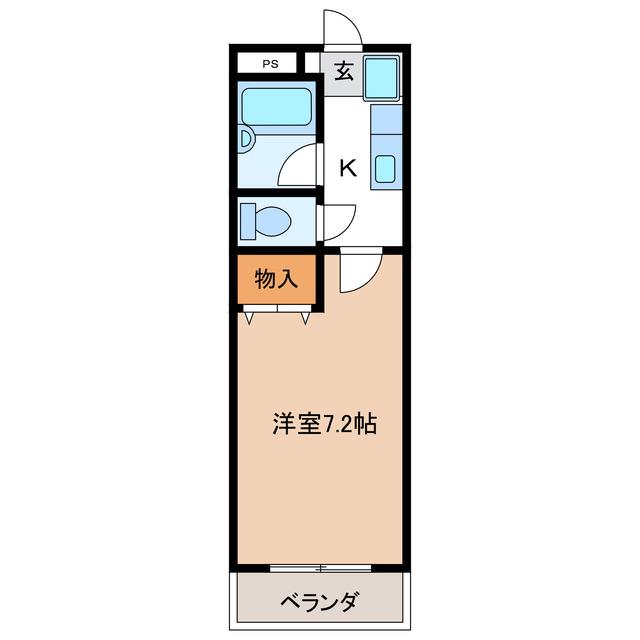 ベルエア21(1K/3階)の間取り写真