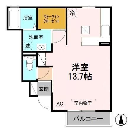 アビタシオン(ワンルーム/1階)の間取り写真