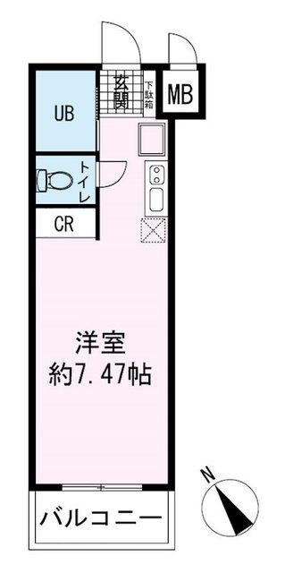 第3のぼりマンション(1K/1階)の間取り写真