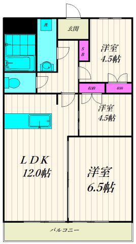 アンジュ荻野(3LDK/1階)の間取り写真