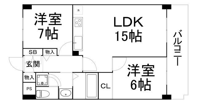 ハイツ森ノ宮(2LDK/4階)の間取り写真