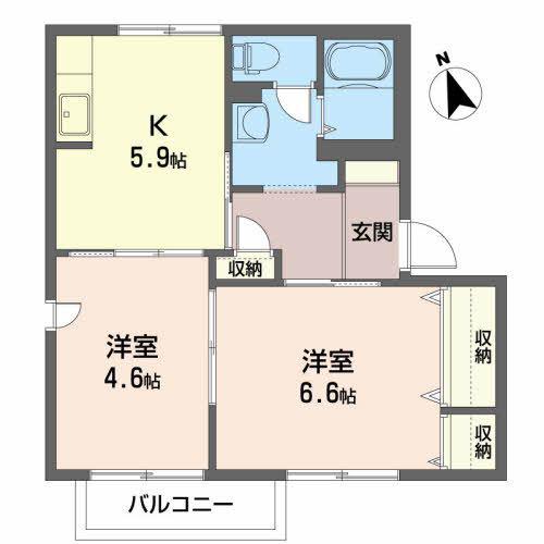ディアス大館(2K/2階)の間取り写真