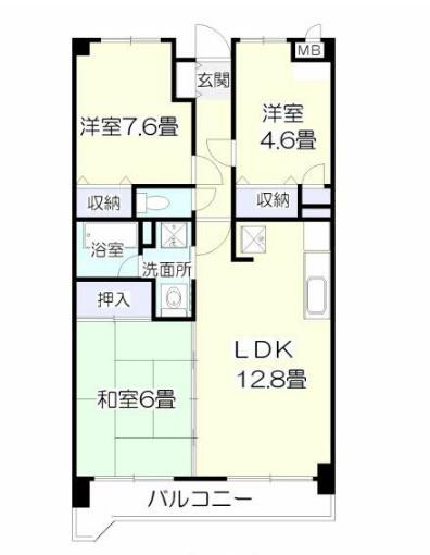 ヴィユーステージ森(3LDK/1階)の間取り写真