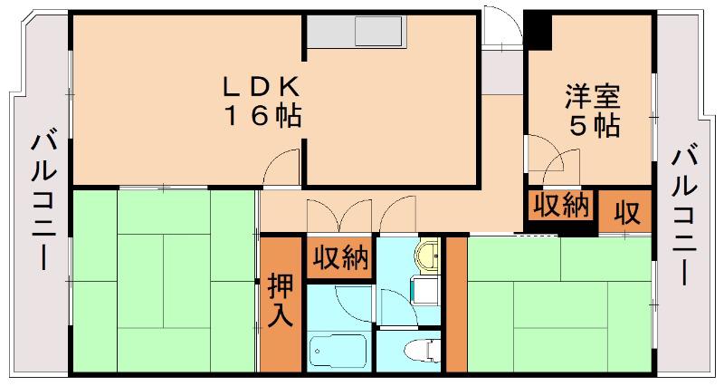 春日サンハイツ3号棟(3LDK/5階)の間取り写真
