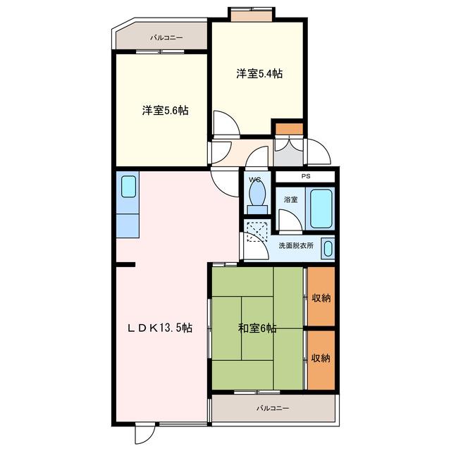 半田ロイヤルマンション(3LDK/3階)の間取り写真