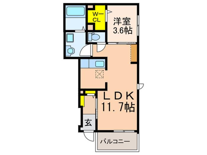 グリーンロード楠葉I(1LDK/1階)の間取り写真