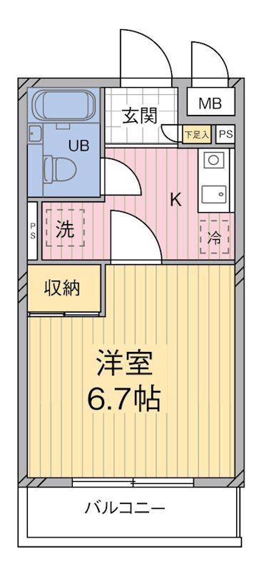 エクセルハイム(1K/1階)の間取り写真