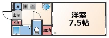 サウスA・FIELD(1K/1階)の間取り写真
