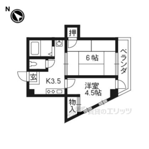 レーヴ伏見(2K/2階)の間取り写真