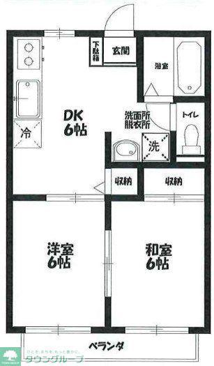 フラワーヒル東大宮B(2DK/1階)の間取り写真