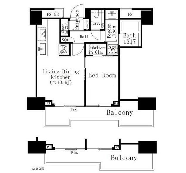 パークホームズ西小山(1LDK/5階)の間取り写真