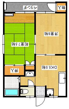 アライハイツ(2DK/1階)の間取り写真