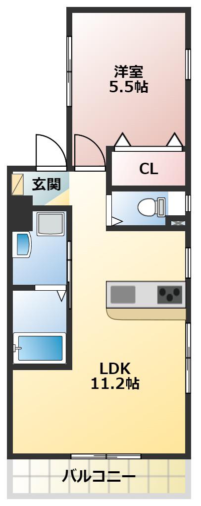 GRASTA(1LDK/3階)の間取り写真