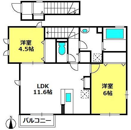 COMFORT(2LDK/2階)の間取り写真