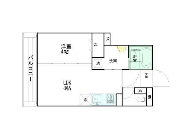 コモンリード華孝(1LDK/1階)の間取り写真