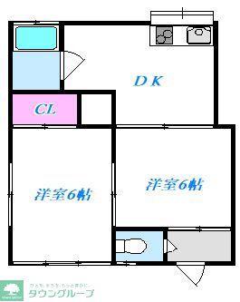 ハイツ柳生K(2DK/2階)の間取り写真