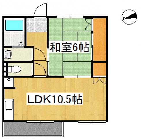 レジデンス北浜(1LDK/2階)の間取り写真
