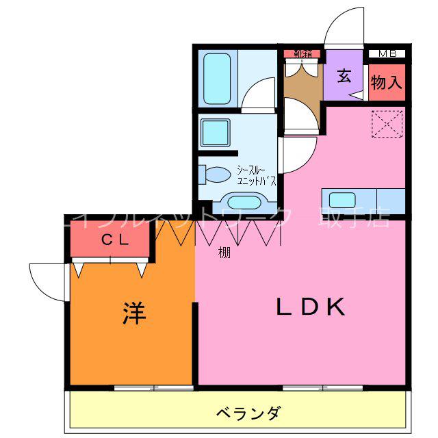 WHITE BERRY(1LDK/2階)の間取り写真