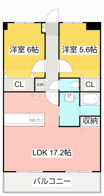 フォレステージ豊川(2LDK/5階)の間取り写真