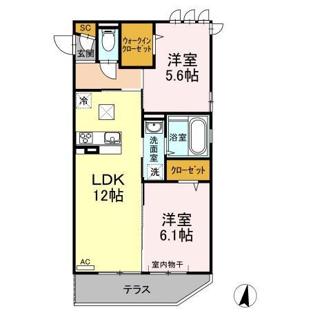 リアンジュ(2LDK/1階)の間取り写真
