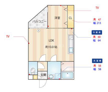 FLUKE T-FRONT A棟(1LDK/3階)の間取り写真