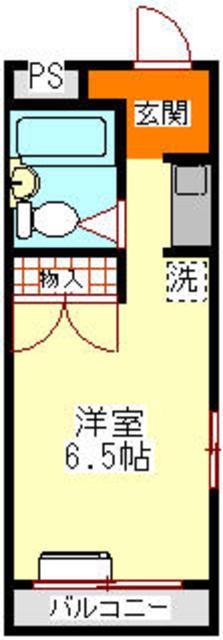 スカイコート八王子第二(ワンルーム/2階)の間取り写真