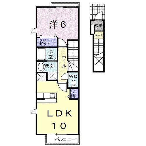 アイリスA(1LDK/2階)の間取り写真