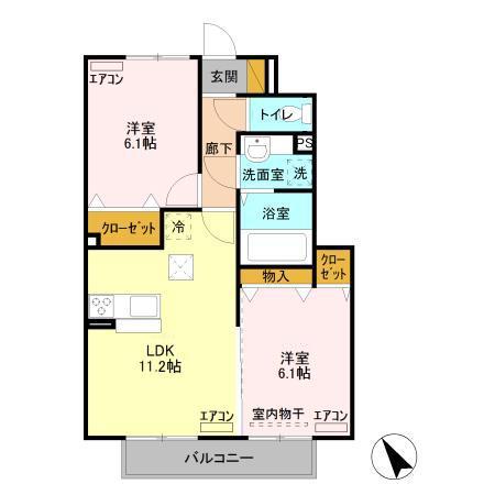 シャインハイツ(2LDK/1階)の間取り写真