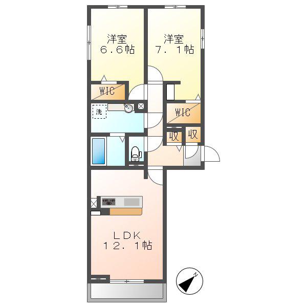 グランツI(2LDK/3階)の間取り写真