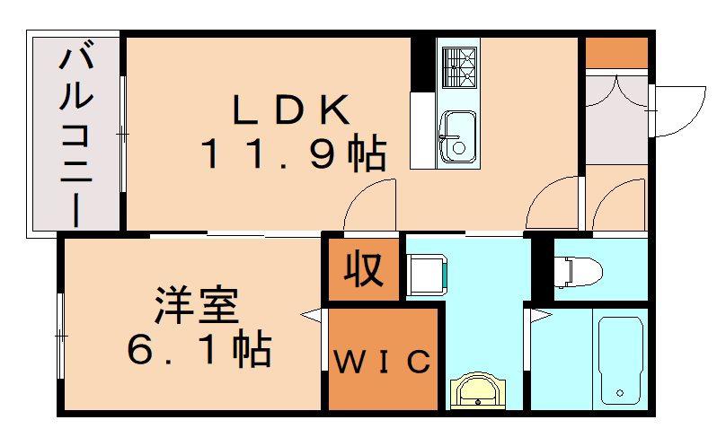 シャーメゾン冷泉(1LDK/1階)の間取り写真