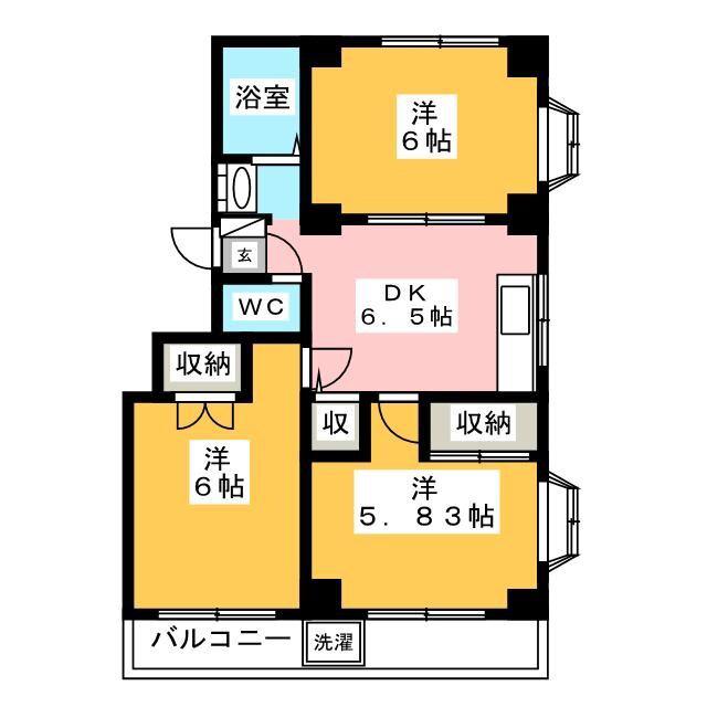 第2平田マンション(3DK/2階)の間取り写真