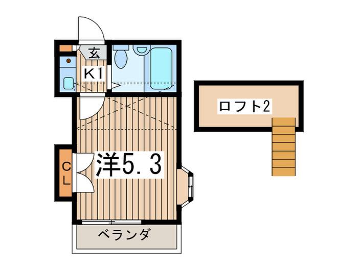 タウンハウス平塚(1K/2階)の間取り写真