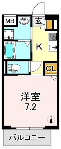 REST HIRANO(1K/8階)の間取り写真