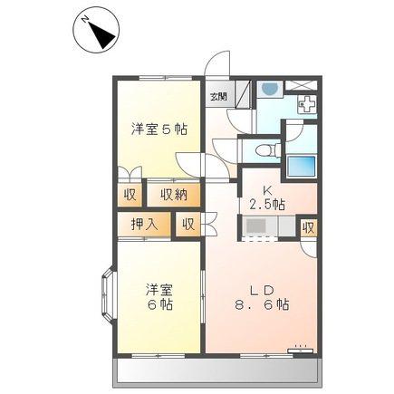 サンハピネス(2LDK/2階)の間取り写真