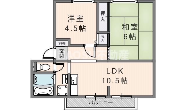 ジョイフルコンフォートF棟(2LDK/1階)の間取り写真