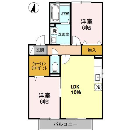 パストラル I(2LDK/1階)の間取り写真