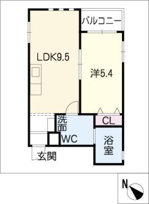 BRILLIANT APARTMENT 伝馬(1LDK/2階)の間取り写真