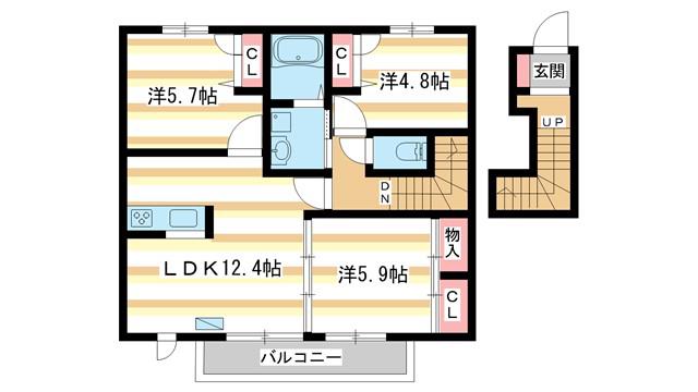 シャーメゾンソレイユ(3LDK/2階)の間取り写真