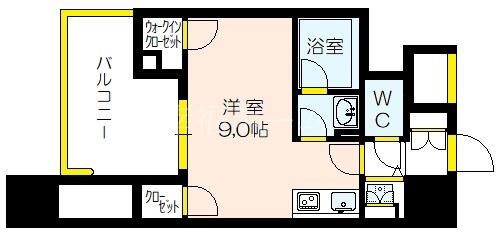 プラシーデンス本町(ワンルーム/12階)の間取り写真