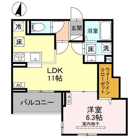 NOBLE VILLA東大成(1LDK/1階)の間取り写真