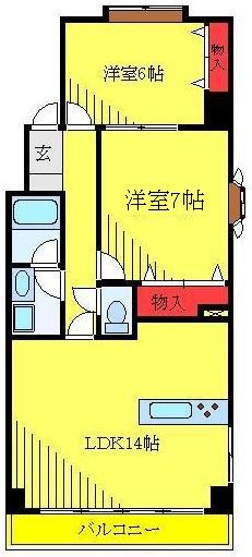 PRESTIGEミネギシ(2LDK/6階)の間取り写真
