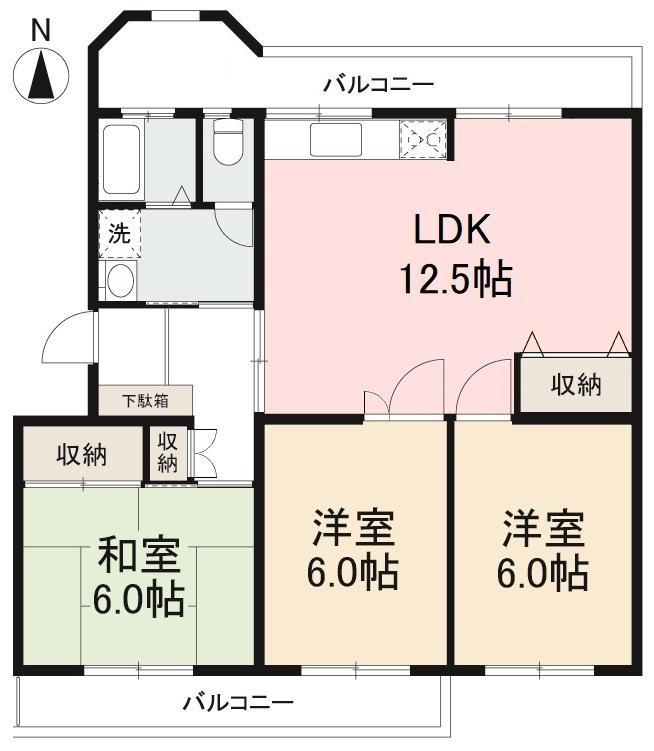 グレイス茜町(3LDK/2階)の間取り写真