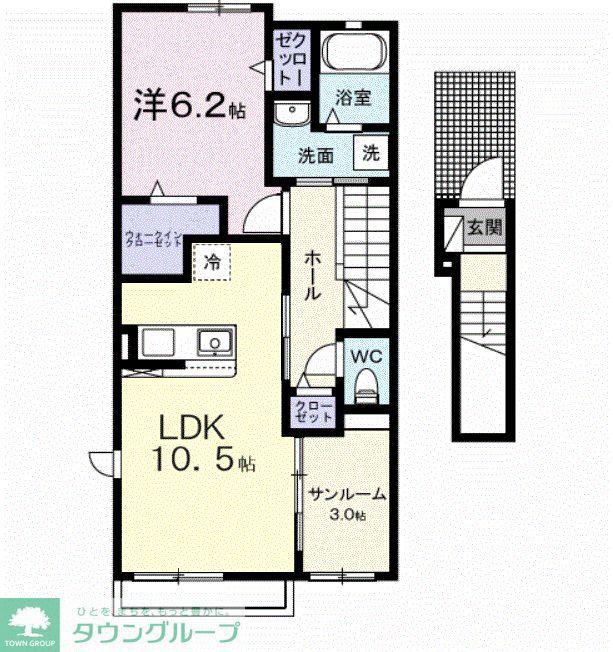 フィオーレ エム(1LDK/2階)の間取り写真